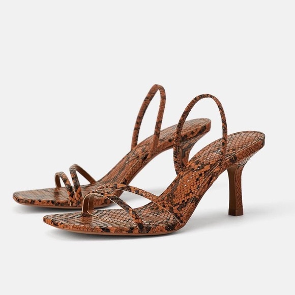 Zara Snakeskin slingback Sandals - Picture 1 of 5